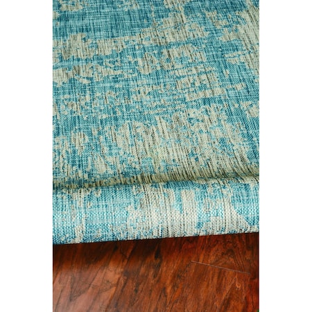 Homeroots 5 ft. 3 in. x 7 ft. 7 in. Teal Polypropylene Rug 375215
